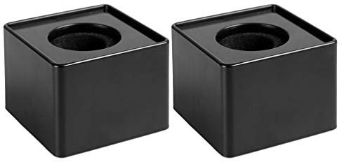 STOBOK 2 Pcs Microphone Flag Station Portable Square Cube Interview Mic Microphone Logo Flag Station Equipment, ABS Material, Black