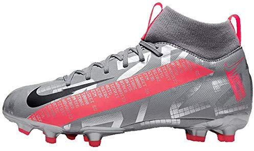 Nike JR SUPERFLY 7 ACADEMY FG/MG, Boy's Soccer Shoe, Mtlc Bomber Gry Black Particle Grey, 5.5 UK (38.5 EU)
