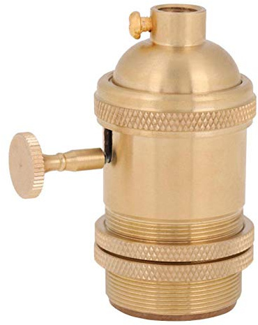 EVTSCAN Douille de lumière E27 Vintage, Support de Douille d'ampoules à Filetage à vis en Laiton/Support de Base de Lampe Antique pour Support de Lampe Pendentif rétro Ampoule E27(Button Switch)