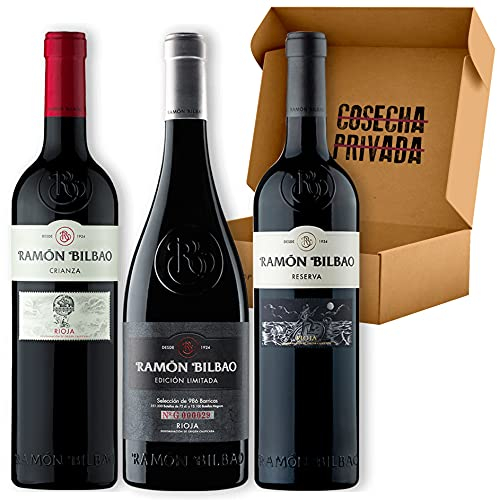Pack Ramón Bilbao - Vino Regalo - Envío Gratis 24h - 3 Botellas de Vino Tinto - Cosecha Privada