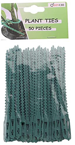 DIVCHI 50 Pcs Adjustable Green Plant Ties, Garden Twist Ties, Plastic Cable Ties, Flexible Plant Support Ties for Garden, Plant, Tree Supporting