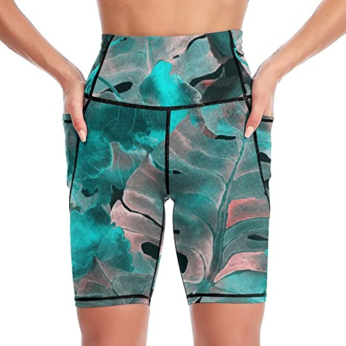 Yogahose Grüne Abstrakte Monstera Tights Damen Leggings Kurz