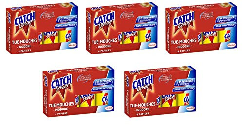 CATCH Lot de 5 Papiers Tue-Mouches x4