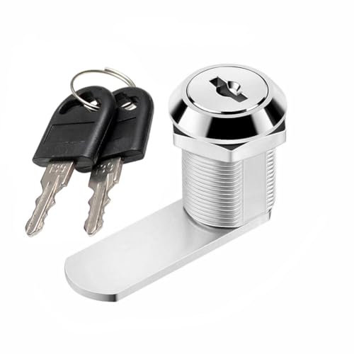 KeyMet Lever Lock Universal Cylinder Furniture Lock Letter Box Lock Diameter 19 mm (2, 20) - Silver