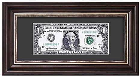 Space Art Deco, Dollar-Scheinrahmen mit Matte, Staffelei-Ständer für Tisch- oder D-Ring-Aufhänger, Wandmontage, Braun, 1 Stück