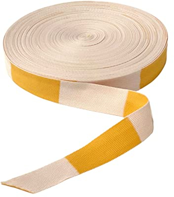 UGOJUDO Rouleau de Ceinture de Judo 50 Mètres (Blanche) 100% Coton Made in France (Blanc/Jaune)