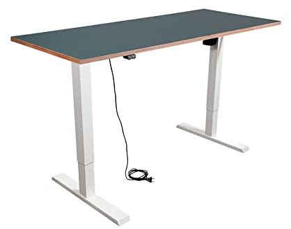Imstande - höhenverstellbarer Schreibtisch I smart I Tischgestell elektrisch höhenverstellbar von 73-123cm, weiß mit Tischplatte Smokey Blue blau 120 x 60cm