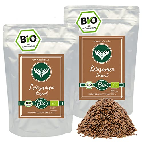 Azafran BIO Leinsamen braun ganz, braune Leinsaat, Leinsamenkörner (auch Flachssaat) 2 kg
