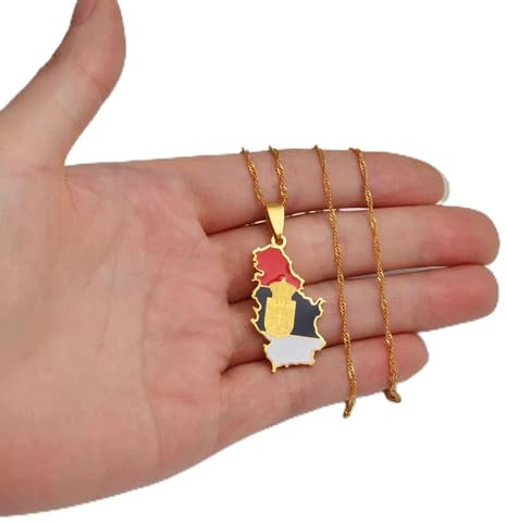 Halskette Anhänger Schmuck Serbien Adler Karte und Flagge Anhänger Halsketten für Damen Herren Srbija Schmuck Serbisch Weihnachten Geburtstag Geschenk
