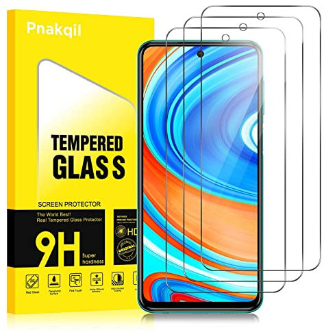 Pnakqil Protector Pantalla para Xiaomi Redmi Note 9 Pro/9 Pro Max/9S 4G [3 Piezas],9H Dureza,Ultra HD y Transparent,Antiarañazos,Antihuellas,Sin Burbujas,Cristal Templado para Redmi Note 9 Pro 6.67