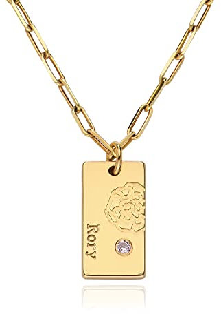 MYKA Personalisierte Halskette mit Blumen- und Steinen, 0,925er Sterlingsilber, 18 Karat Gold und Rosévergoldung, individuelles Geschenk für sie, Frauen, Mutter, Freundin – zierlicher Schmuck zum