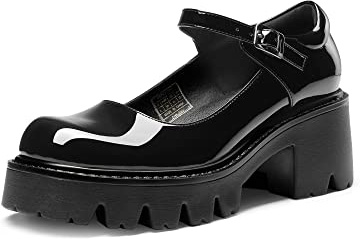 DREAM PAIRS Women's Mary Janes Shoes Platform Dress Low Heel Chunky Pumps Round Toe Ankle Strap Pumps Shoes Oxfords Esther,Size 7.5,Black,SDPU2346