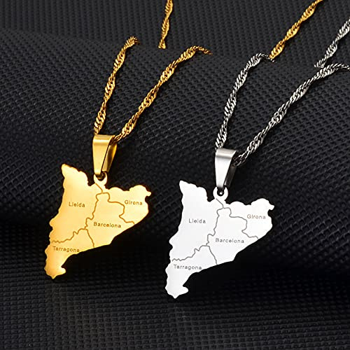 Collares Colgantes De Cataluña España, Collares De Cadena De Suéter con Bandera De Mapas Étnicos, Joyería Étnica Hiphop Única Personalizada para Accesorios Diarios para Mujeres, Niñas Y Hom