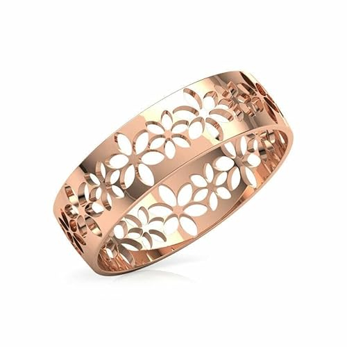 HEARTS AND YOU Damen-Ehering mit floralem Ausschnitt, stapelbar, Rotgold vergoldet, Nicht-Edelmetall, Zirkonia