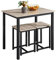 Yaheetech 3 Piece Dining Table Set Kitchen Table & Chair Sets for 2 Breakfast Bar Table and Stools Set with Space Saving Design for Dining Room Kitchen Living Room, Grey