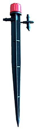 DRIPALIA Microaspersor - Gotero Regulable con estaca y Conector microtubo - Caudal 0 a 70 L/H - Color Negro-Rojo - Varios tamaños de Bolsa - Riego por Goteo - Soporta de 0,5 a 3 atms – 25 Unidades