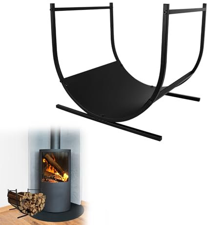 CEEDIR Étagère à bois de chauffage pour bûches - Aide à l'empilage - Armature en métal - Panier à bois - Étagère à bois de chauffage - Pour l'intérieur et l'extérieur - 44 x 37 x 40 cm