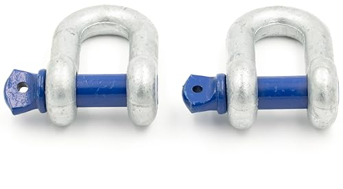 Schäkel 1t Tragfähigkeit 2 Stück Gerade mit Augbolzen - Geradschäkel Form DW - Schäkel Hochfest Stahl Feuerverzinkt - Hochfester Bügelschäkel - Lastschäkel - Hebeschäkel