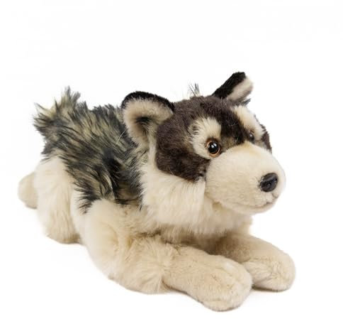 Teddys Rothenburg Kuscheltier Wolf liegend grau/beige 35 cm Plüschwolf Stoffwolf Plüschtier