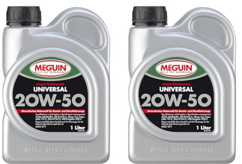 Meguin Megol Universal SAE 20W-50 | 1 L | mineralisches Motoröl | Art.-Nr.: 4384 (Packung mit 2)