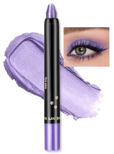 Erinde Lila Glitzer Lidschatten Stift, Wasserfest & Langanhaltend Blue Eyeshadow Stick, Perlglanz Creme Crayon Eyeliner, Hochpigment Metallic Shimmer Augen Makeup Pen