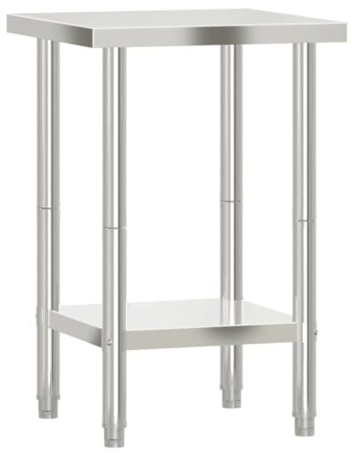 vidaXL Tavolo da Lavoro da Cucina 55x55x85 cm in Acciaio Inossidabile