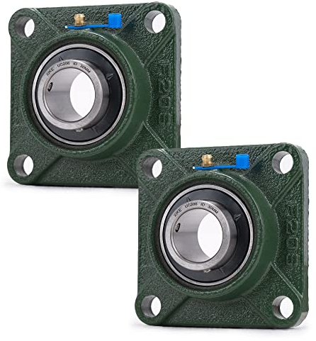 XiKe 2 Stück UCF206 Bohrung 30mm Stehlager mit quadratischem Flansch, Integrierte Gusseisenschale und selbstausrichtende Chromstahl-Lager.