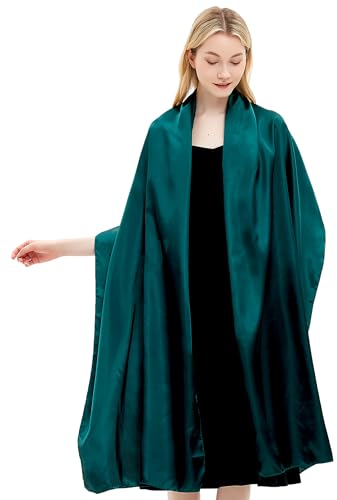 Schals und Wraps für Damen Abendkleider Satin Schal Extra lange Hochzeit Braut Party Bright Stole,Dunkelgrün