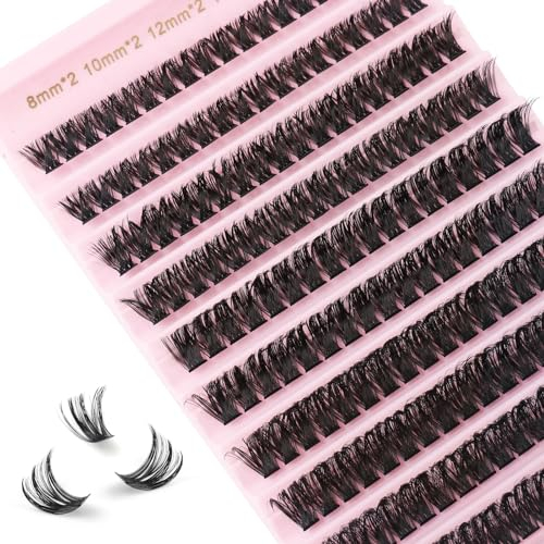 Glowing Win Faux Cils Individuel 80D Extension Cils Naturel Cluster Lashes Individual DIY Faux Cils Volume Russe Extensions de Cils Professionnel (Mix 8-16mm)
