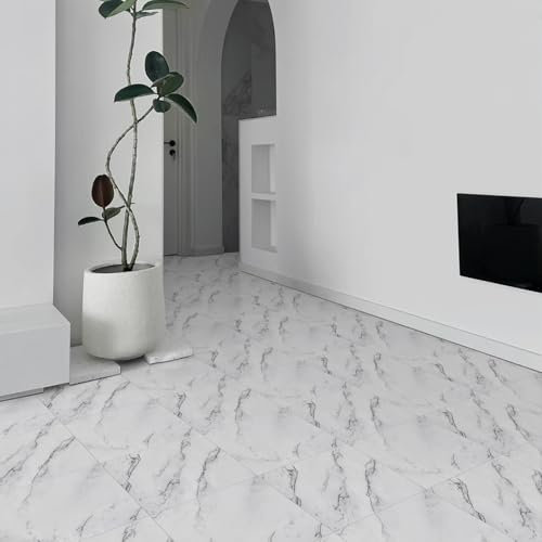 Floor Tiles Self Adhesive, Marble Tile Stickers Waterproof Vinyl Flooring for Kitchen Living Room and Bathroom, 30x30cm 10pcs(0.9㎡)