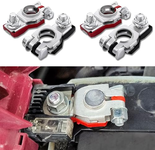 HEVLE 4PCS Battery Terminals for Nissan, 243407F000 243407F001 Battery Terminal Connector, Top Post Batteries Connectors with Plastic Bottoms, Positive and Negative Auto Battery Cable Terminal (4PCS)