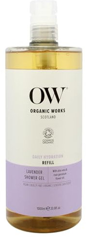 Organic Works Daily Hydration Shower Gel - Exfoliating Body Wash - Rich in Vitamin E and C - Cruelty-Free for All Skin Types - Lavender - 10.14 oz