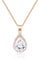 Linawe Crystal Chain Necklace for Women Rose Gold, Dainty Imitation Diamond Pendant Moonstone Moissanite Necklace, Cubic Zirconia Wedding Bride Teardrop Necklace Set