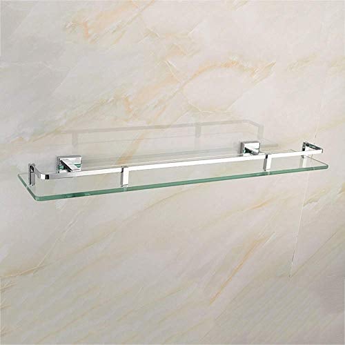 Estante de cristal para baño, estantes de ducha de vidrio templado grueso, material de cobre refinado, tamaño: 60 cm