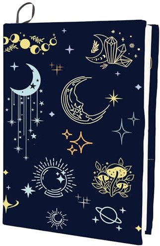 CRASPIRE Tarot Funda Elástica para Libro Elementos de Adivinación Luna Cristal Polilla Lavable Reutilizable Protector de Libro de Nailon Grande Envolturas Elásticas para Cuadernos de 9.4x15.7 Pulgada