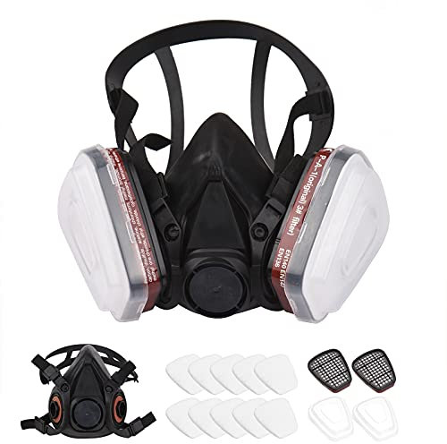 Vislone Respirateur réutilisable Demi-masque 6200 Masque à gaz Protection respiratoire Respirateurs pour peinture Soudage à la vapeur organique Polissage Travail du bois