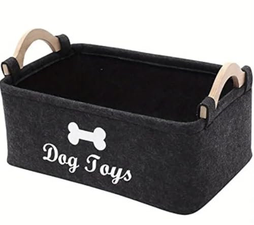 Generic Dog Toy Storage Basket - Grey Felt Collapsible Pet Items Storage Basket - Large Storage Capacity