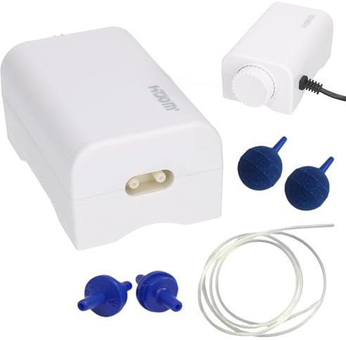Hidom Ultra Quiet Adjustable Aquarium Air Pump Single/Double Outlet Air Pumps For Tropical or Marine Fish Tanks With Check Valves, Air Stones and Airline Tubing (C2 (2 x 1.5L/min))