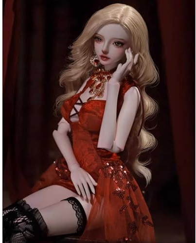 1/3 BJD Doll, 63,5cm Ball Jointed SD-Puppe Komplettset mit rotem Spitzenoutfit und Zubehör, BJD-Puppenliebhaber