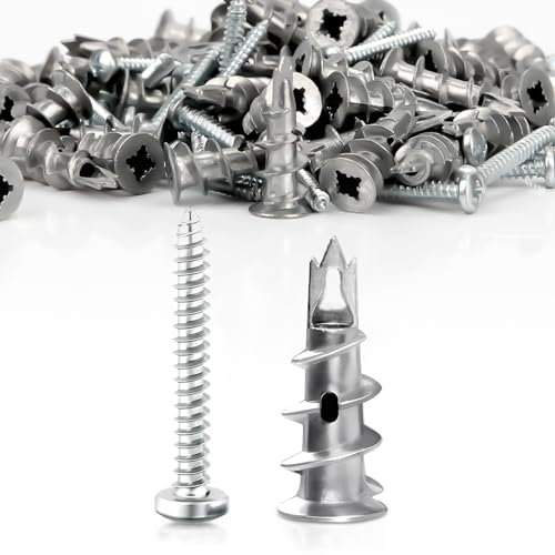 Mbsomnus 60 Stück Rigipsdübel Selbstbohrender GipskartondüBel Rigips Dübel mit Schrauben Hohlraumdübel Metall Trockenbau Dübel zur Befestigung für Gipsbauplatten Decke Stein Beton Konzipiert