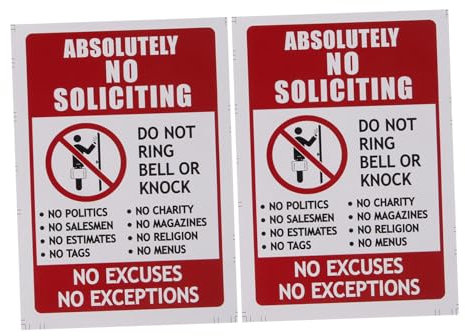 FUNOMOCYA 2pcs No Soliciting Door Sign Stickers for Message Deterring Unwanted Visitors Easy Application Strong Adhesion for Front Door