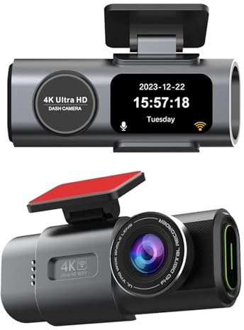 Dashcam Vorne und Hinten, 4K+1080P Dual Dash Kamera für Autos, WiFi Autorecorder mit 1,47Bildschirm, Nachtsicht, 170° Weitwinkel, G Sensor, Loop Auf nahme, 24 Stunden Parkmodus