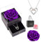 Rosa Stabilizzata Vera, Rosa Eterna Confezione Regalo,Vera Rosa con Collana Donna, Confezione Regalo in Acrilico Trasparente, Viola Fiori Box con Collana, Regalo per Mamma, Fidanzata, Moglie