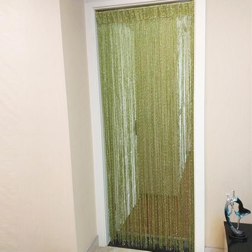 Türvorhang Fadenvorhang 100x200cm Silber Fadengardinen Fliegengitter Raumteiler Vorhang Fadenvorhang Für Fenster/Zimmer(Grün)