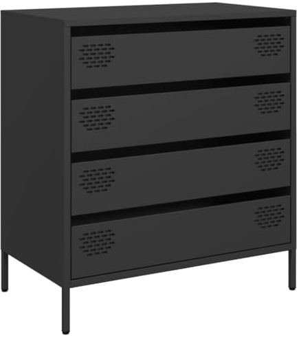 vidaXL Sideboard Schwarz 68x39x73,5 cm Kaltgewalzter Stahl, Kommode, Anrichte, Küchenschrank, Kommode mit Schubladen, Schrank, Flurschrank