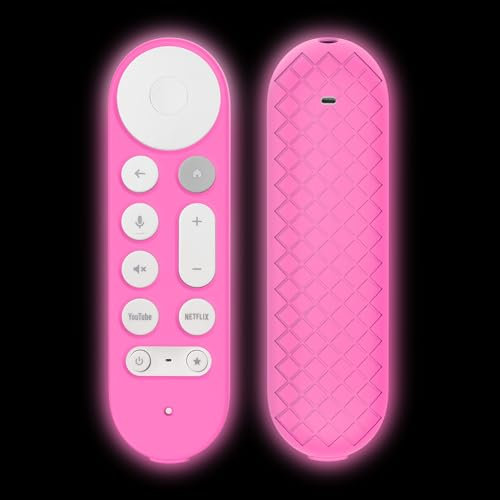 JCMOYUTY Glow Remote Cover Replacement for Google TV Streamer 4K Control, Silicone Case (Hot Pink)