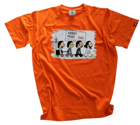 Abby Road Cartoon DTF Vollfarb T-Shirt Klassisch Rundhals Kurzarm Orange L