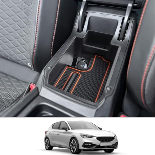 CDEFG Kompatibel mit Seat Leon mk4 KL Cupra Formentor 2020-2023 2024 2025 Mittelkonsole Armlehne Organizer Aufbewahrungsbox Handschuhfach Aufbewahrung Auto Center Console Tray Leon 4 Zubehör (Orange)