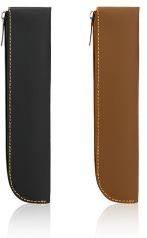 2 Stück Stifteetui Leder, Stylisches Stiftemäppchen mit Reißverschluss, Etui Stifte, Tasche für Kugelschreiber, Füller, Pinsel etc, Federmäppchen für Schule, Uni & Büro