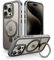 MobNano for iPhone 15 Pro Max Case with Stand, Compatible with MagSafe, Crystal Clear, Military-Grade Protection, Magnetic Ring Holder & Protective Bumpers Outdoor Cover - Grey/Black